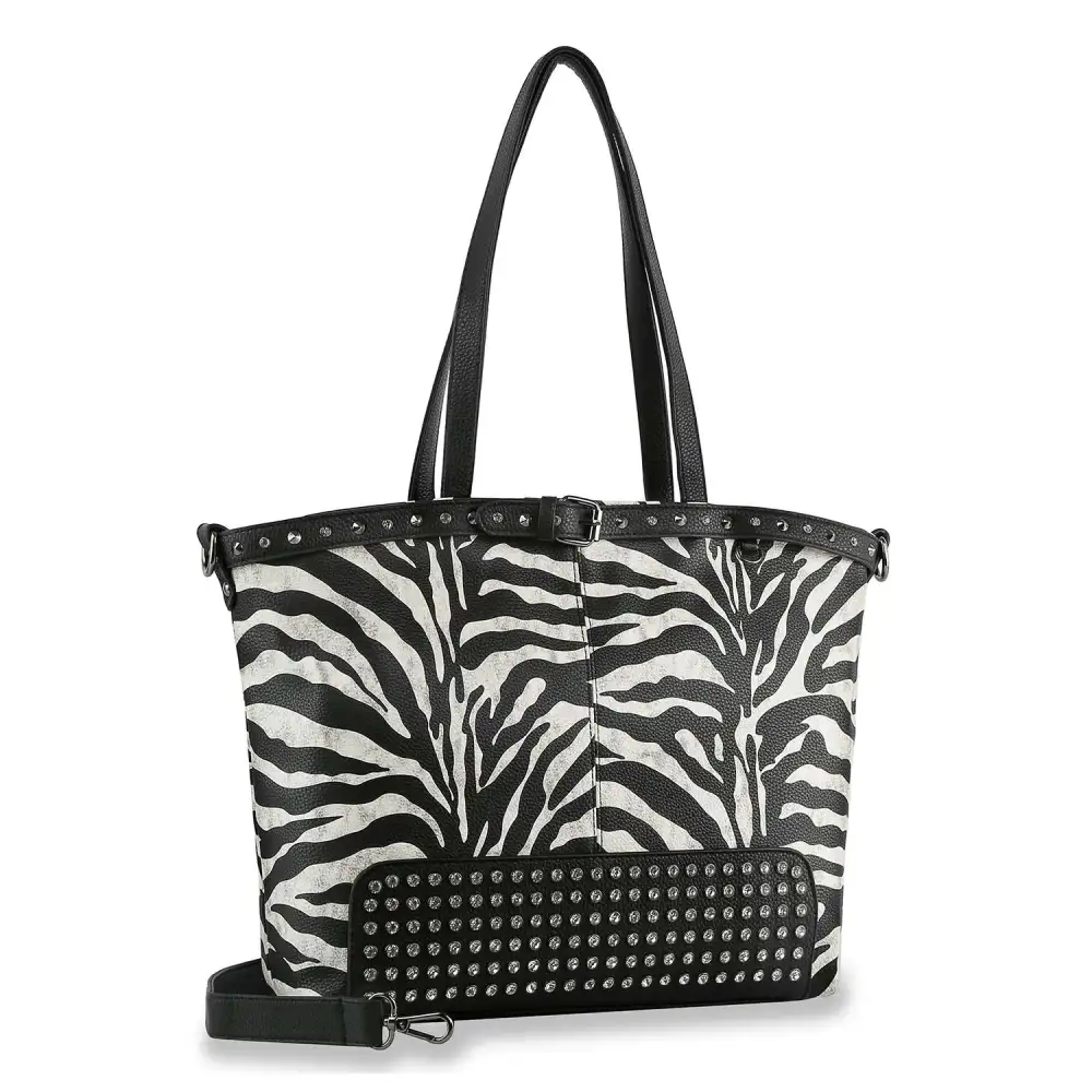 Buckle Rhinestone Accented Tote Bag