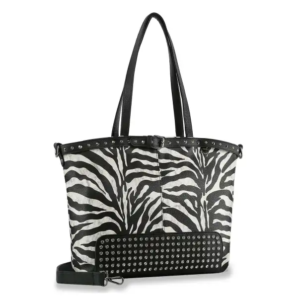 Buckle Rhinestone Accented Tote Bag