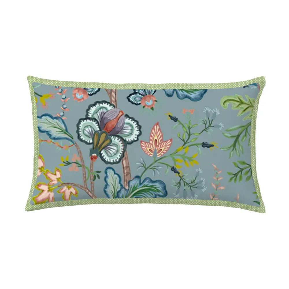 Botanical Contrast-Flange Lumbar Pillow