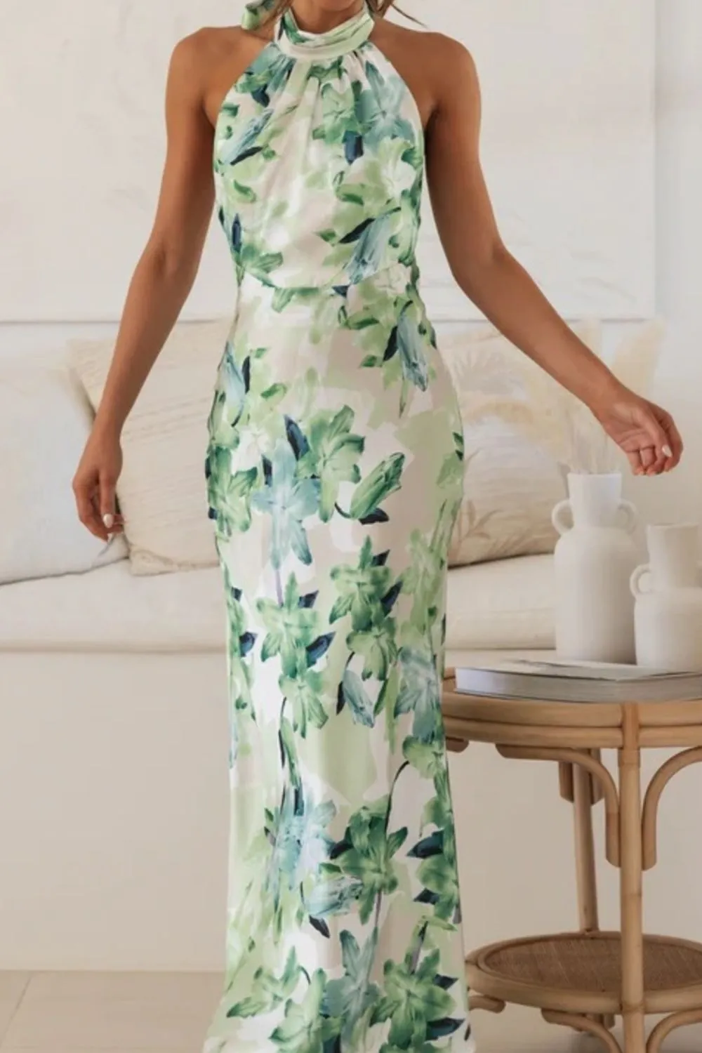 Classic Halter Floral Maxi Dress