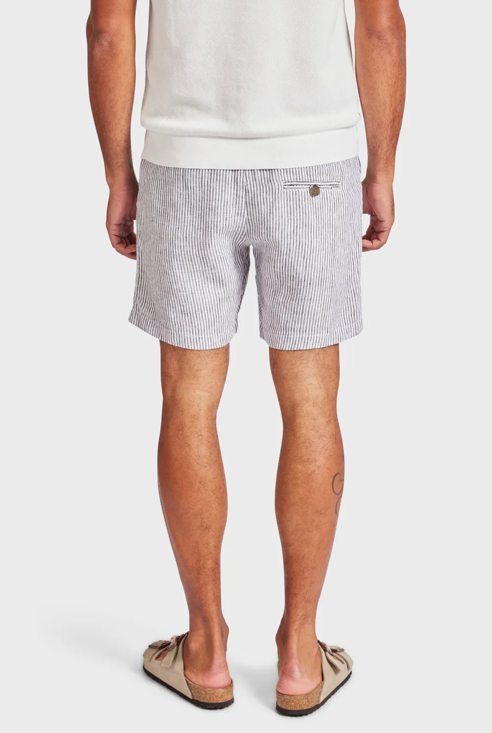 Vertical Striped Linen Blend Casual Resort Shorts