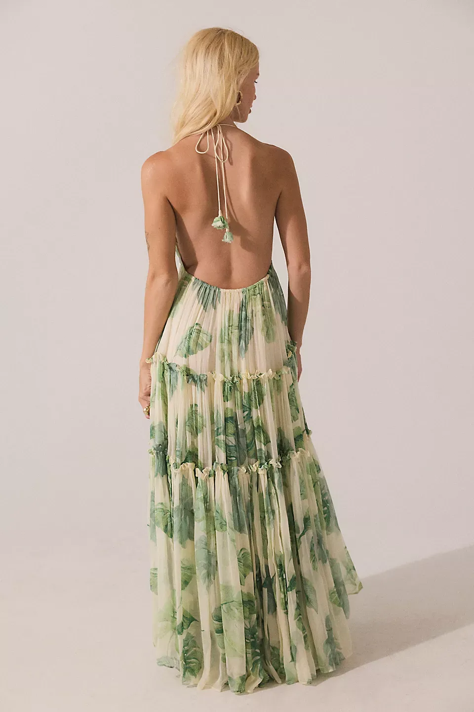 Sophia Print Halter Vacation Maxi Dress