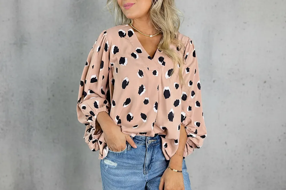 Leopard Print V-Neck Blouse