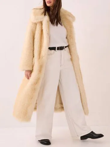 Women's Vintage-Style Fuzzy Long Coat
