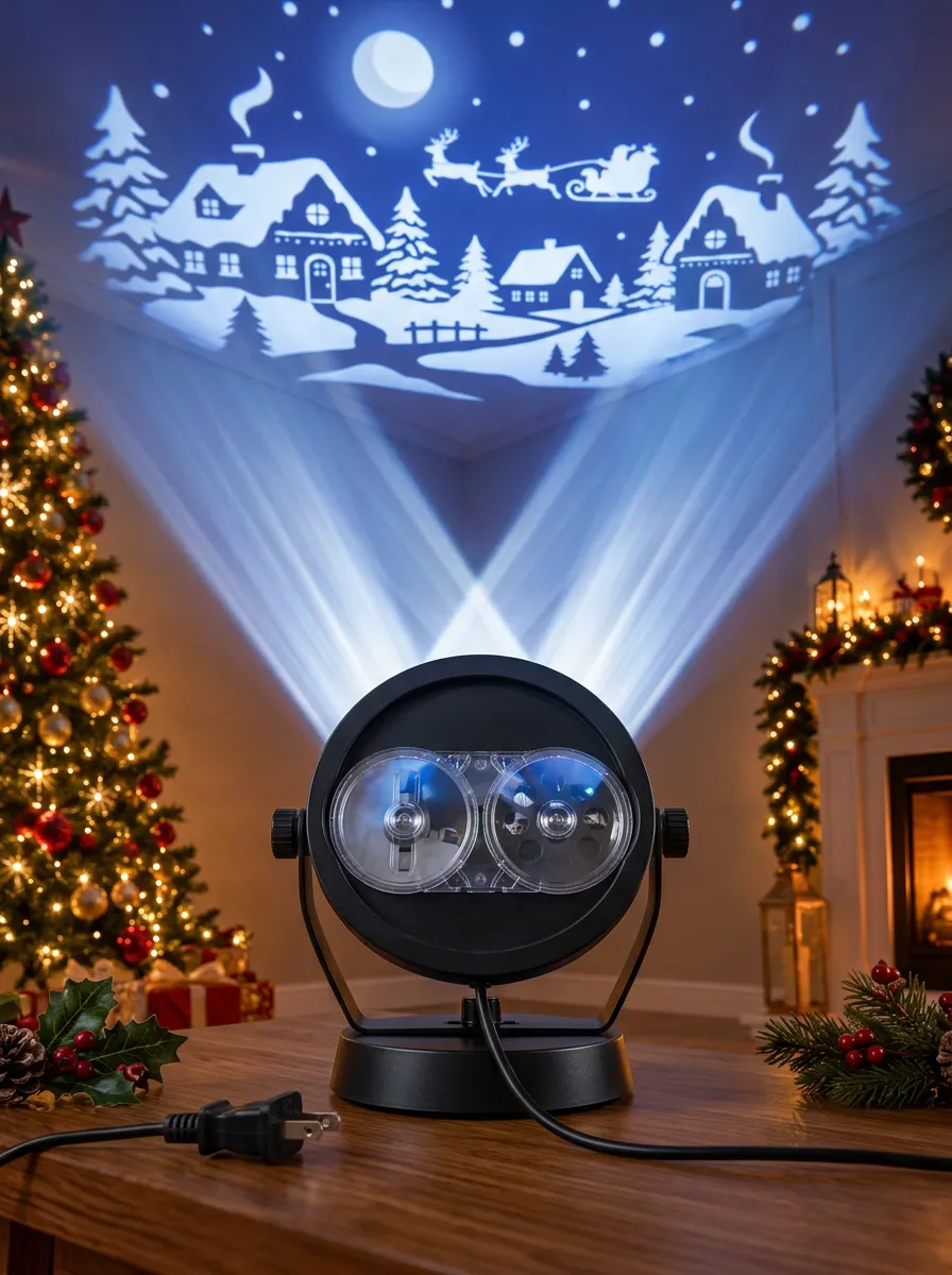 Classic Santa Sleigh Village Christmas LED Light Projector