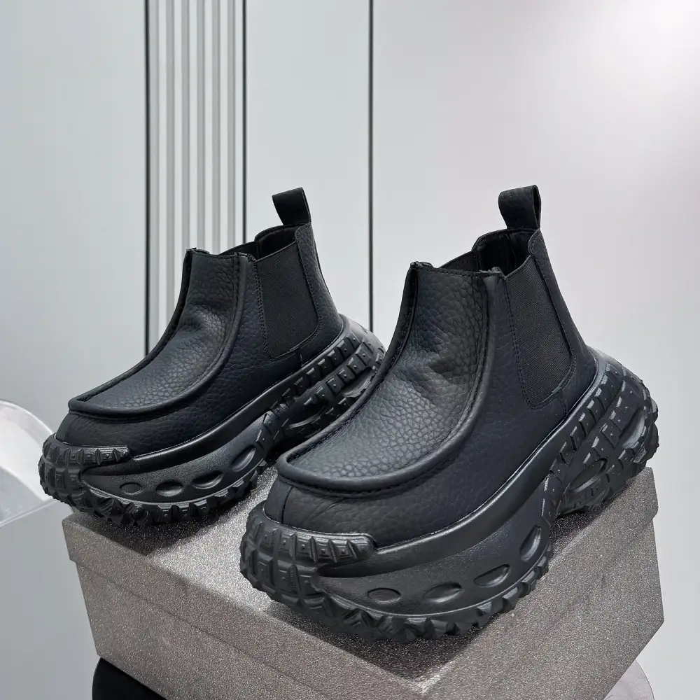 Chunky Sole Elevated Sole Chelsea Ankle Boots