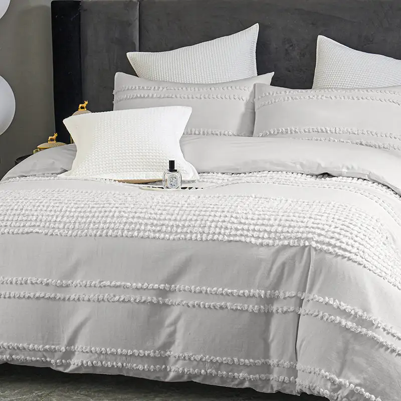 Cotton Tufted Stripe Quilt Cover Set