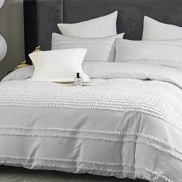 Cotton Tufted Stripe Quilt Cover Set