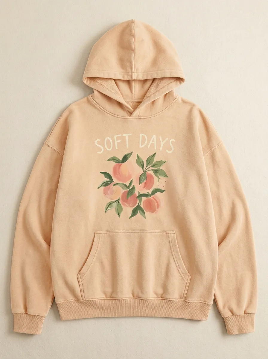 Soft Days Peach Fruit Hoodie
