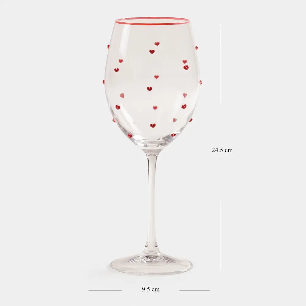 Clear Red Accent Wine Glass Set