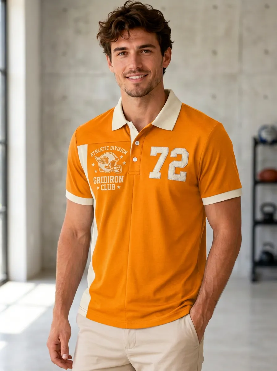 Men's Stadium Gridiron Helmet Graphic Polo Shirt