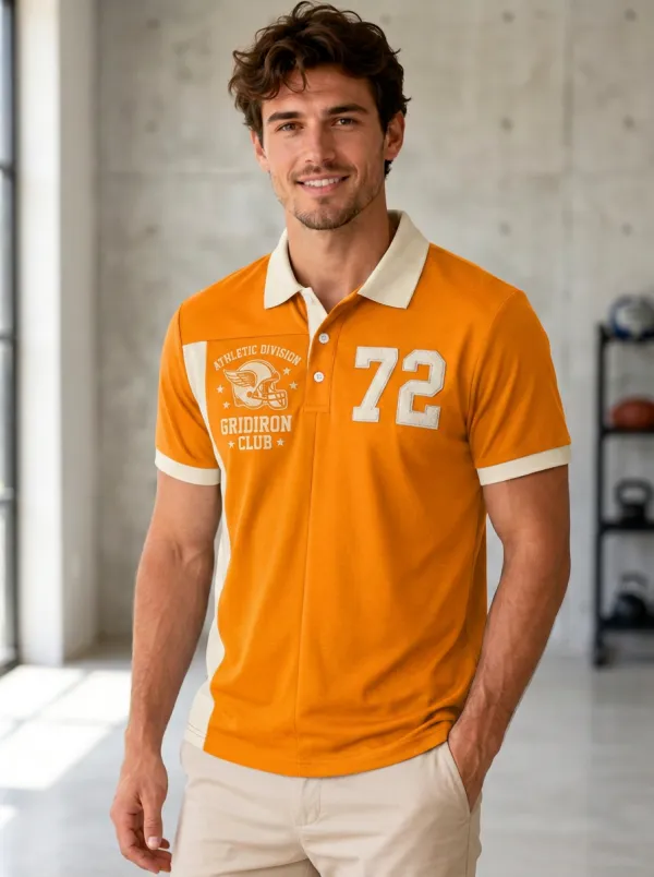 Men's Stadium Gridiron Helmet Graphic Polo Shirt