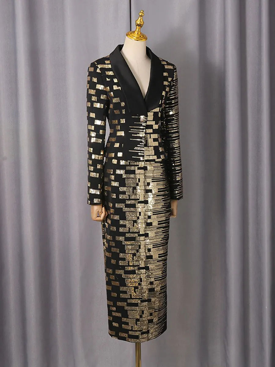 Giselle Geometric Sequined Suit Set