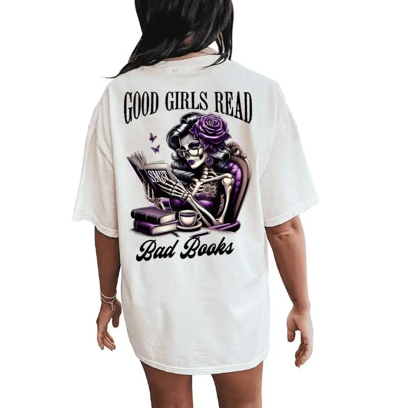 Smut Book Reading Smutty Good That Girls Read Bad Books Women's Oversized Comfort T-Shirt Back Print