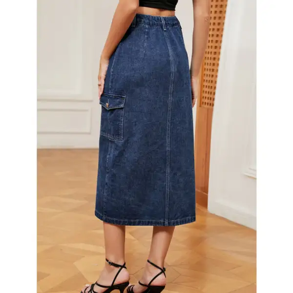 Button Down Denim Skirt