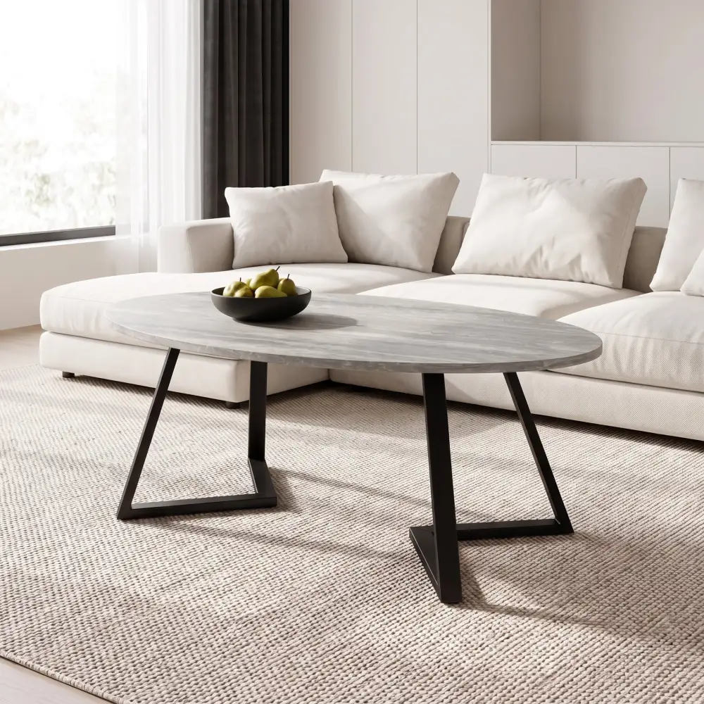 Oval Ceramic Look Coffee Table