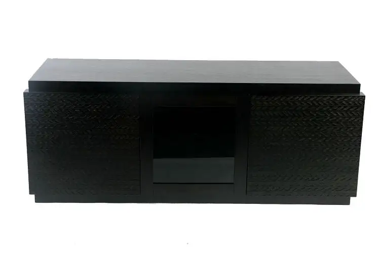 Solid Wood Feather Etched Low Credenza