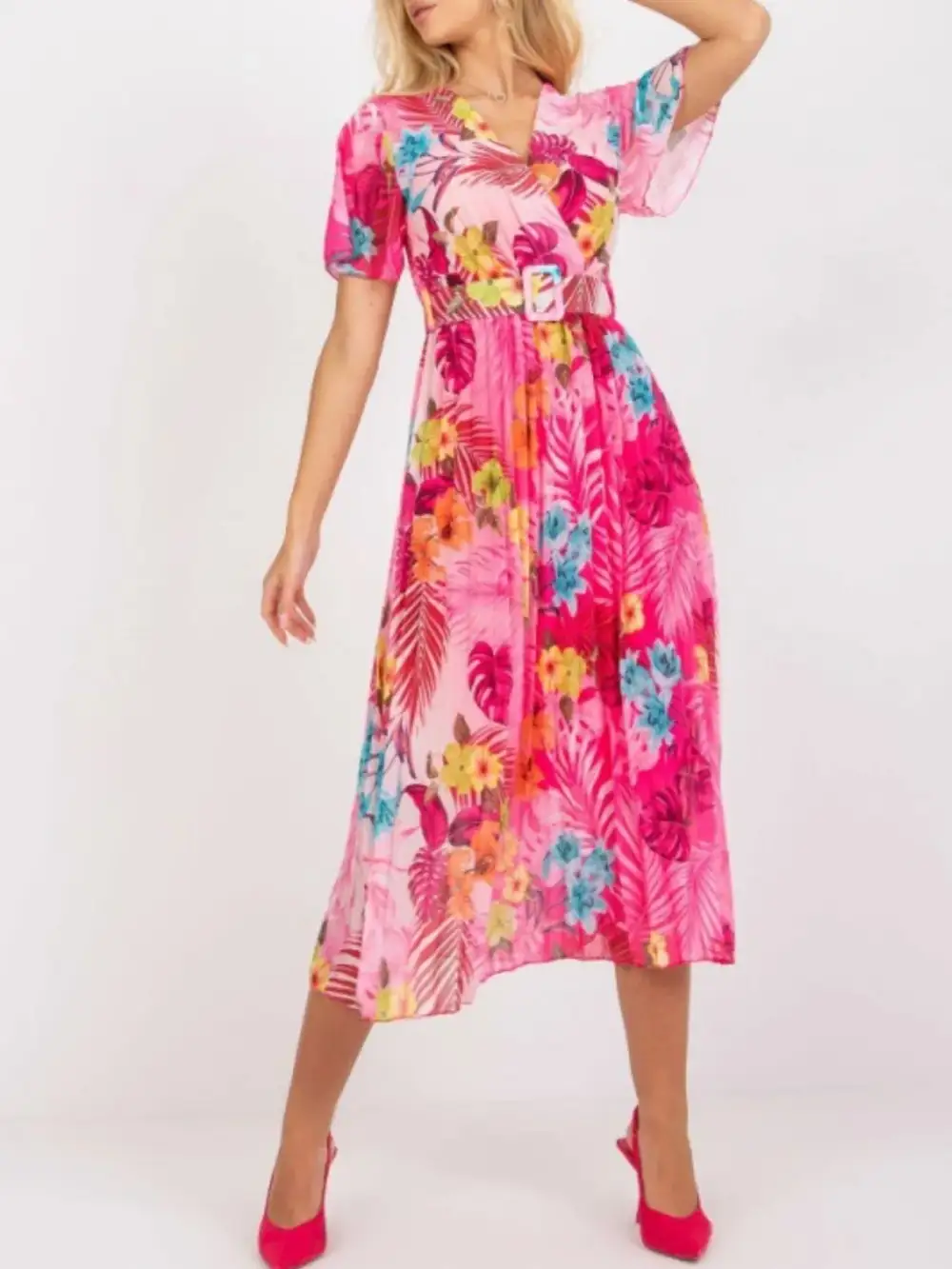 Wrap Printed Midi Dress