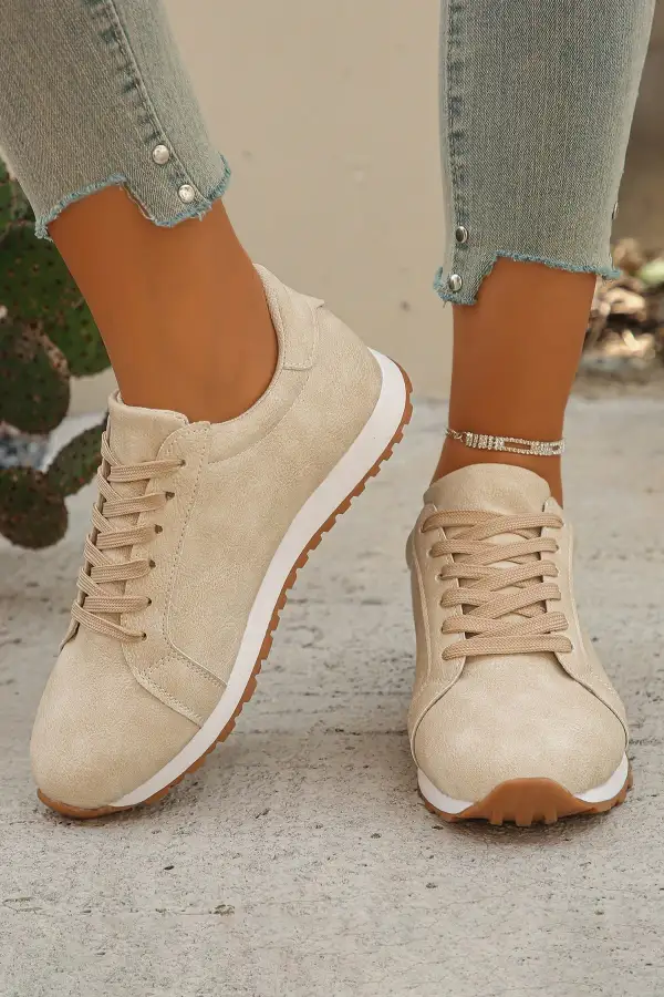 Suede Lace Up Casual Sneakers