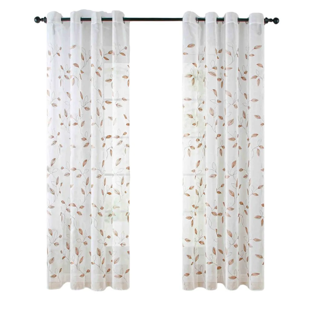 Sheer Embroidered Modern Curtain Panel