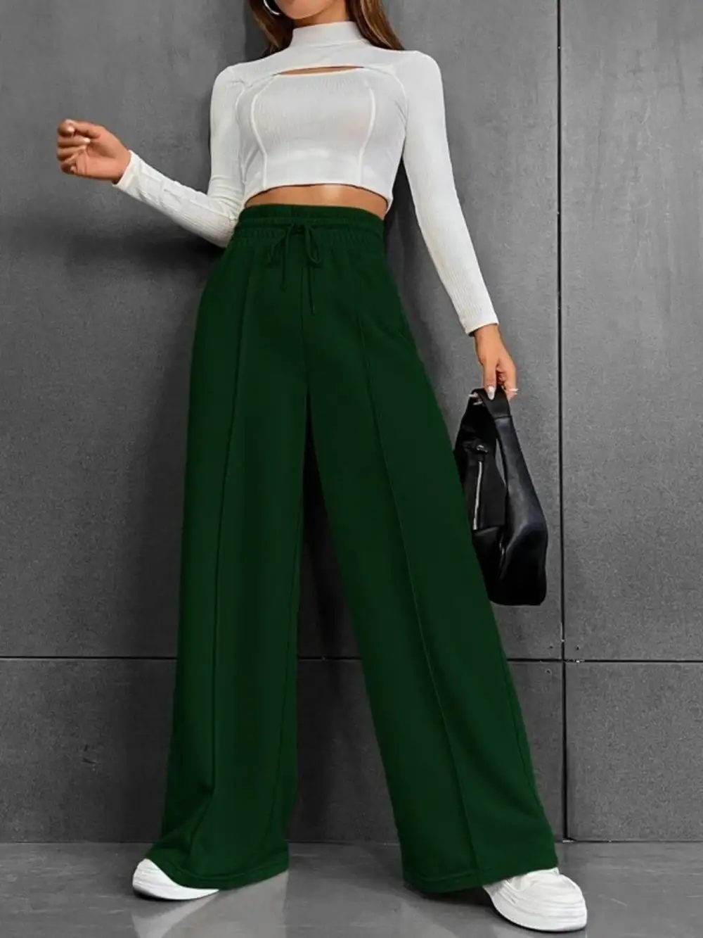 Wide Leg Drawstring Waist Pants