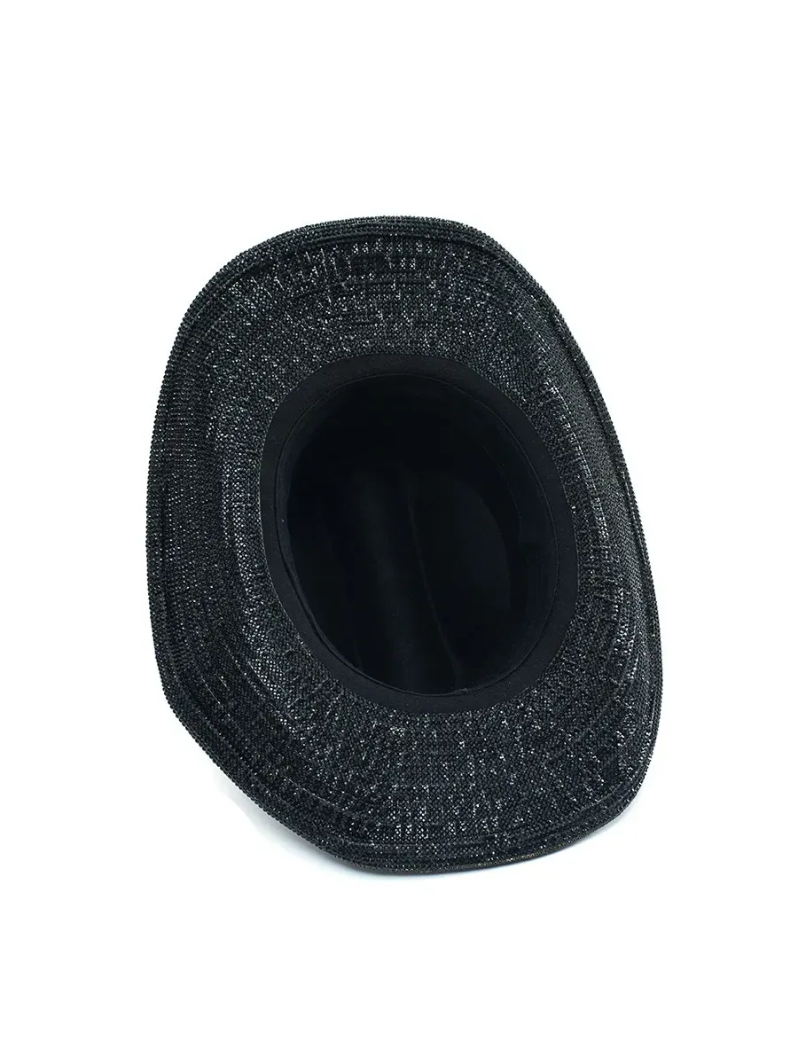 Keira Black Rhinestone-Embellished Fedora