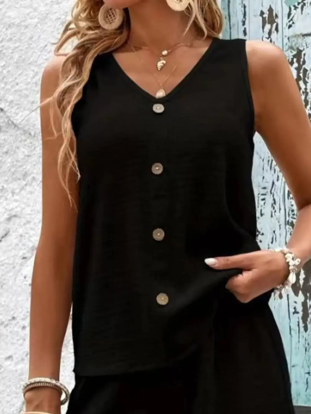 V Neck Tank Top Shorts Set