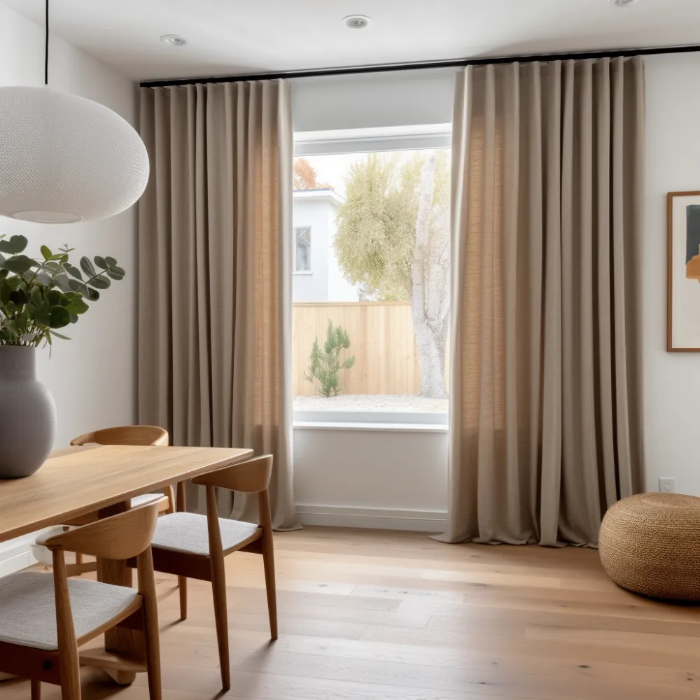 Ring Hook Blackout Linen Curtain