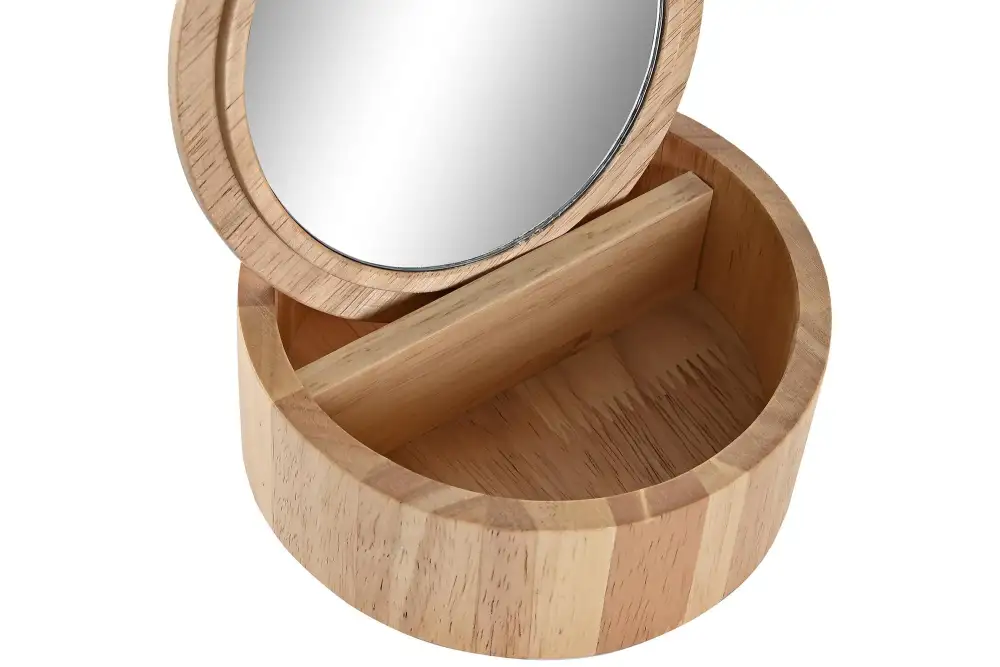 Natural Wood Jewelry Mirror Box