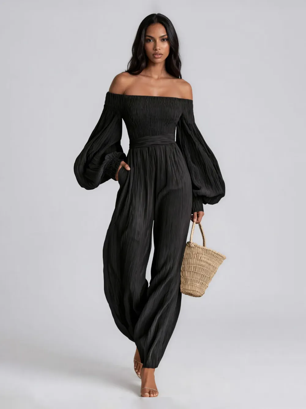 Genesis Balloon Sleeve Ruch Jumpsuit
