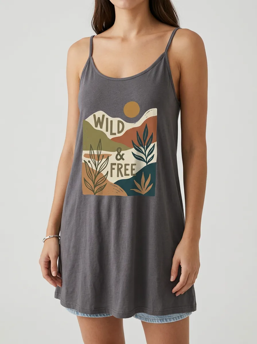 Women's Boho Nature Lover Wild & Free Botanical Printed Tank Top