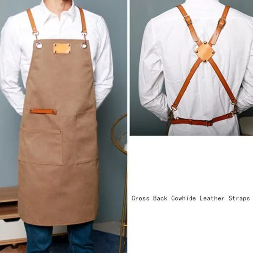 Everyday Canvas Leather Strap Crossback Kitchen Work Apron