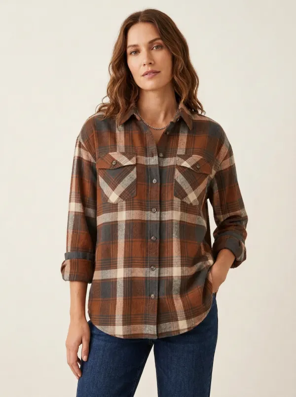 Polished Printed Plaid Plaid Long-Sleeve Shirt