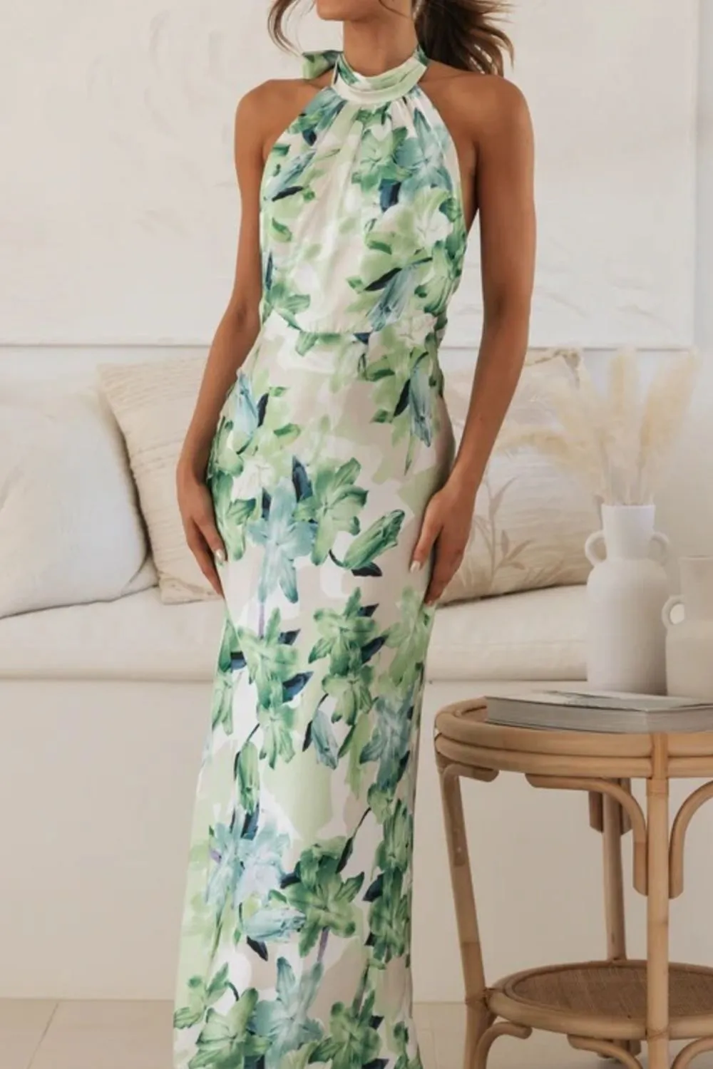 Classic Halter Floral Maxi Dress