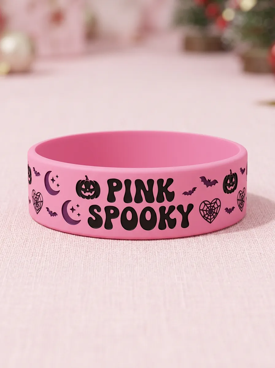 Pumpkin Bat Spooky Halloween Graphic Wristband