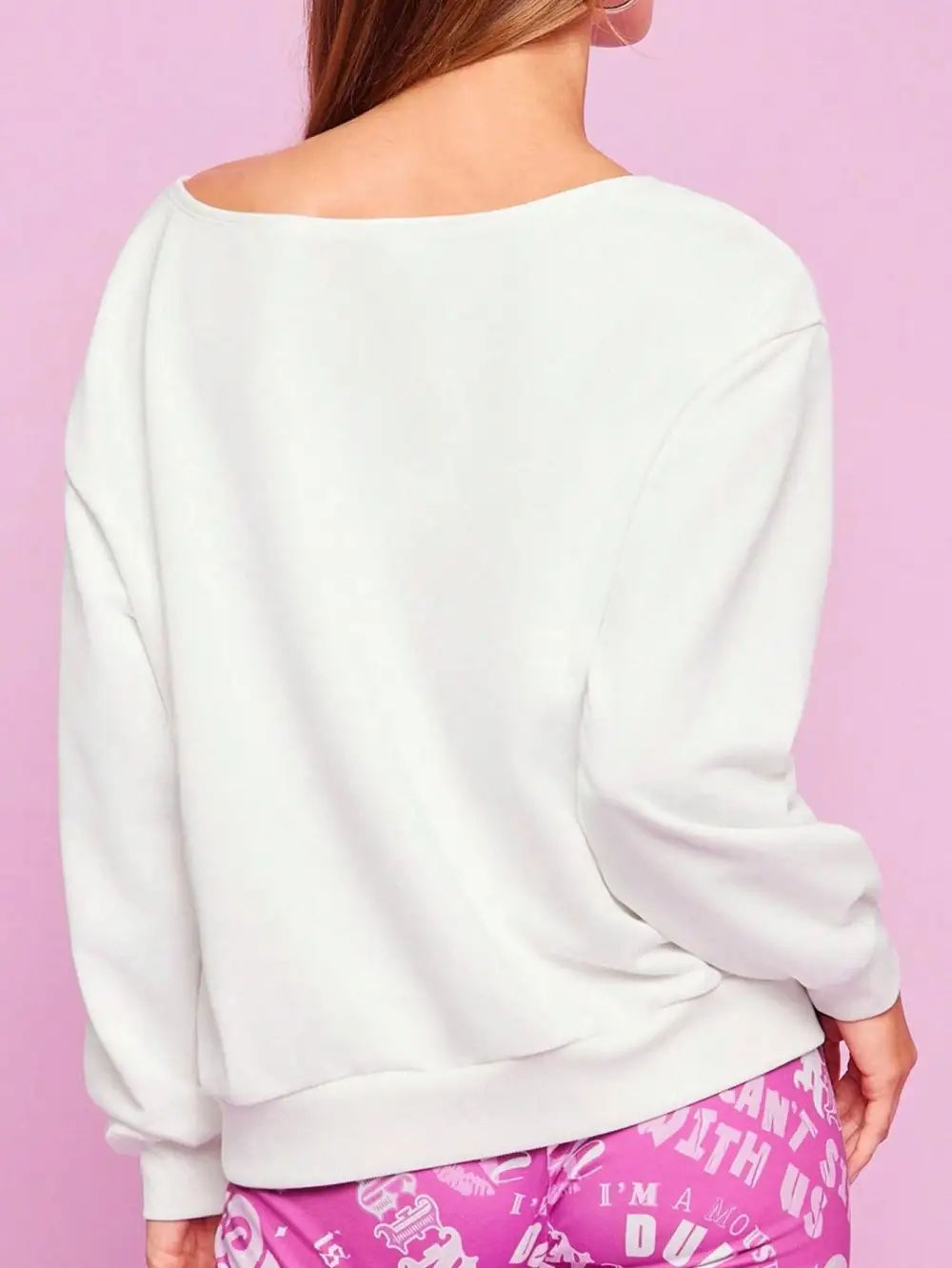 Women Asymmetrical Neck Relaxed Fit Slogan Graphic Sweatshirt