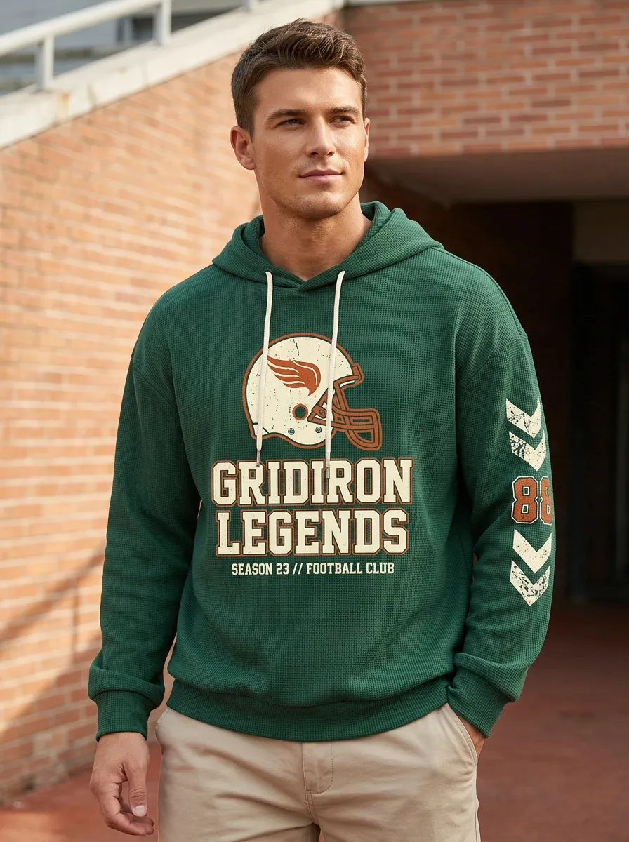 Men's Football Lover Gridiron Legends Helmet Printed Hoodie