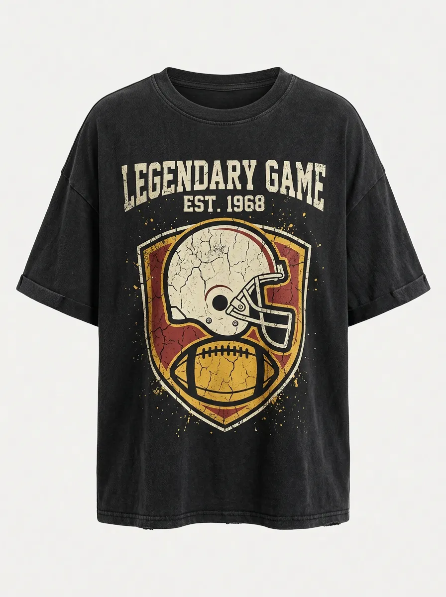 Women's American Football Lover Legendary Game Helmet Printed T-shirt