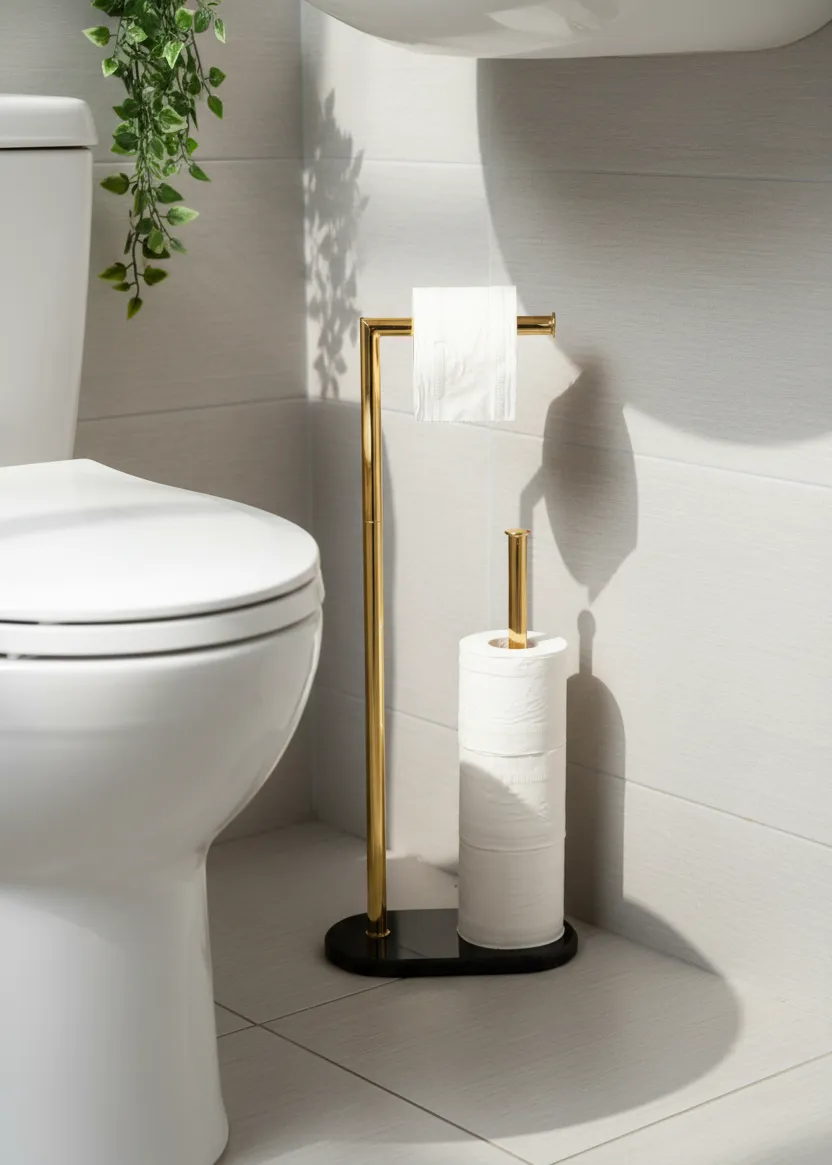 Melrose Toilet Roll Holder Black And Gold