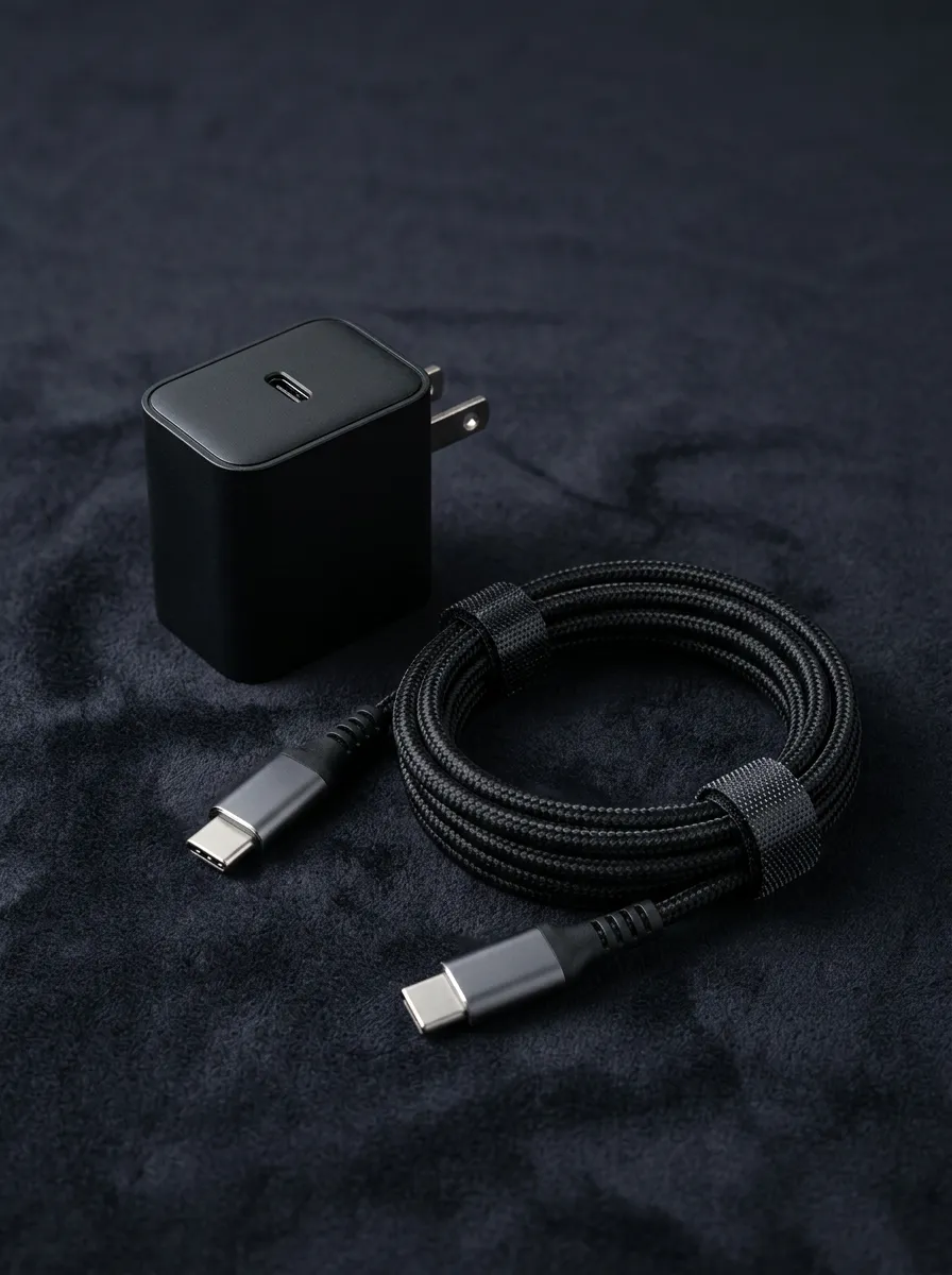 Black Braided USB-C Charger and Cable Set
