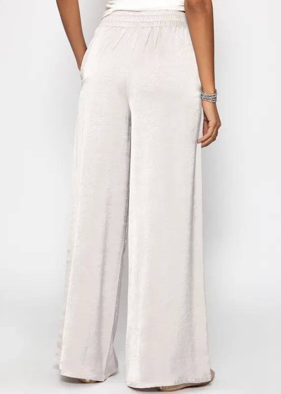 Gray Satin Wide Leg Pants