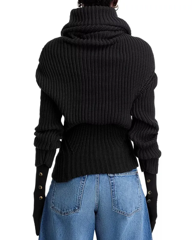 Ribbed Wool Blend Long Sleeve Top