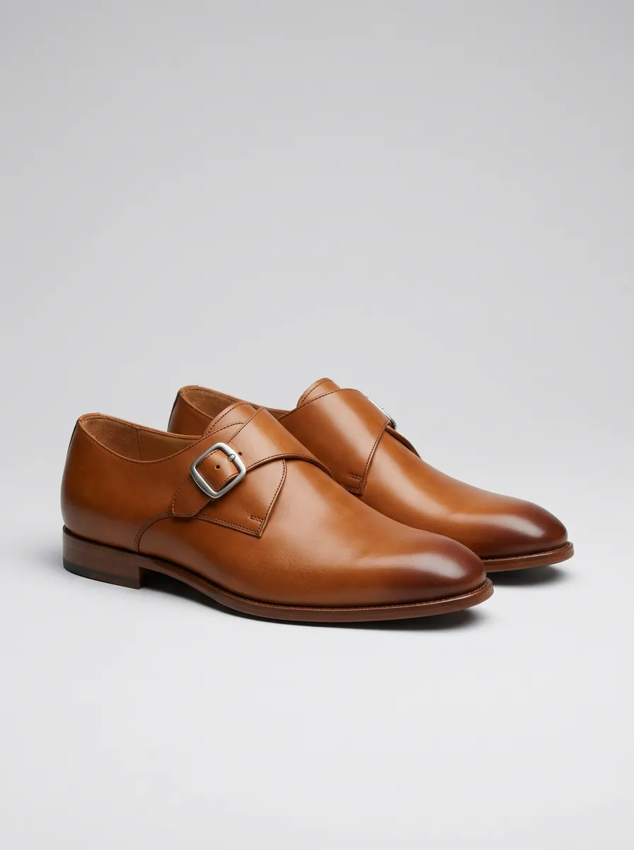 Men's Relaxed Classic Business Leather Single Monk Strap Shoes