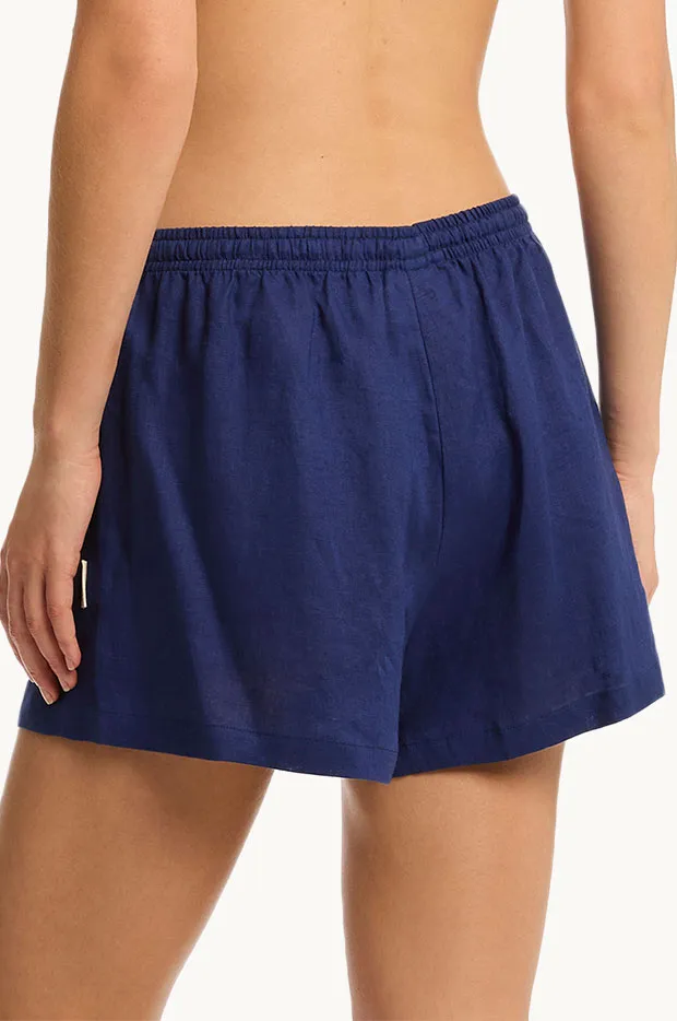 Mid Rise Linen Pocket Shorts