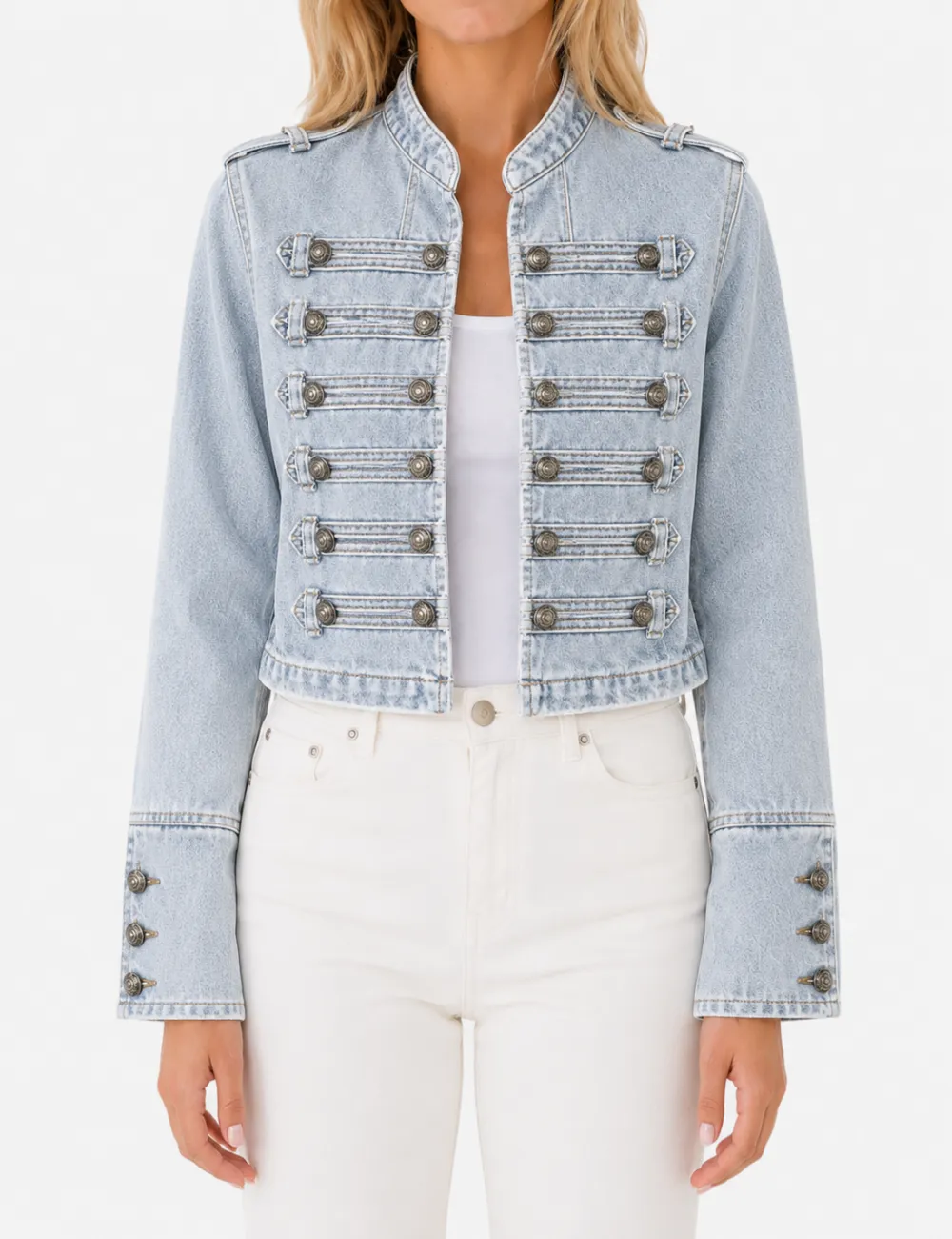 Casual Button Front Long Sleeves Denim Jacket