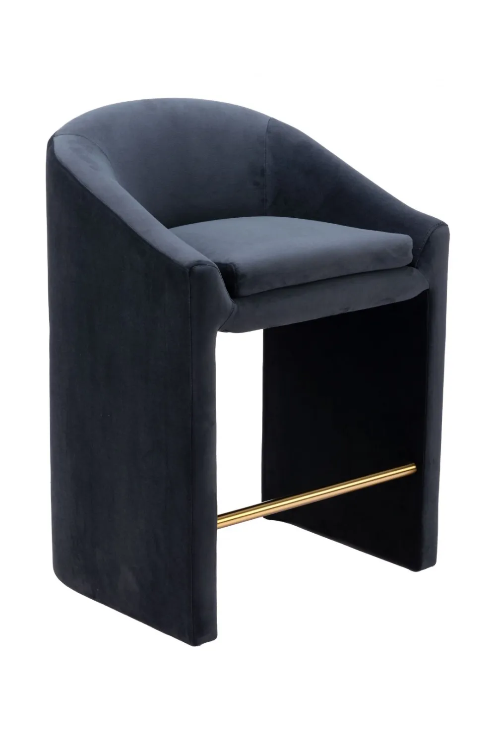 Sculptural Velvet Counter Stool