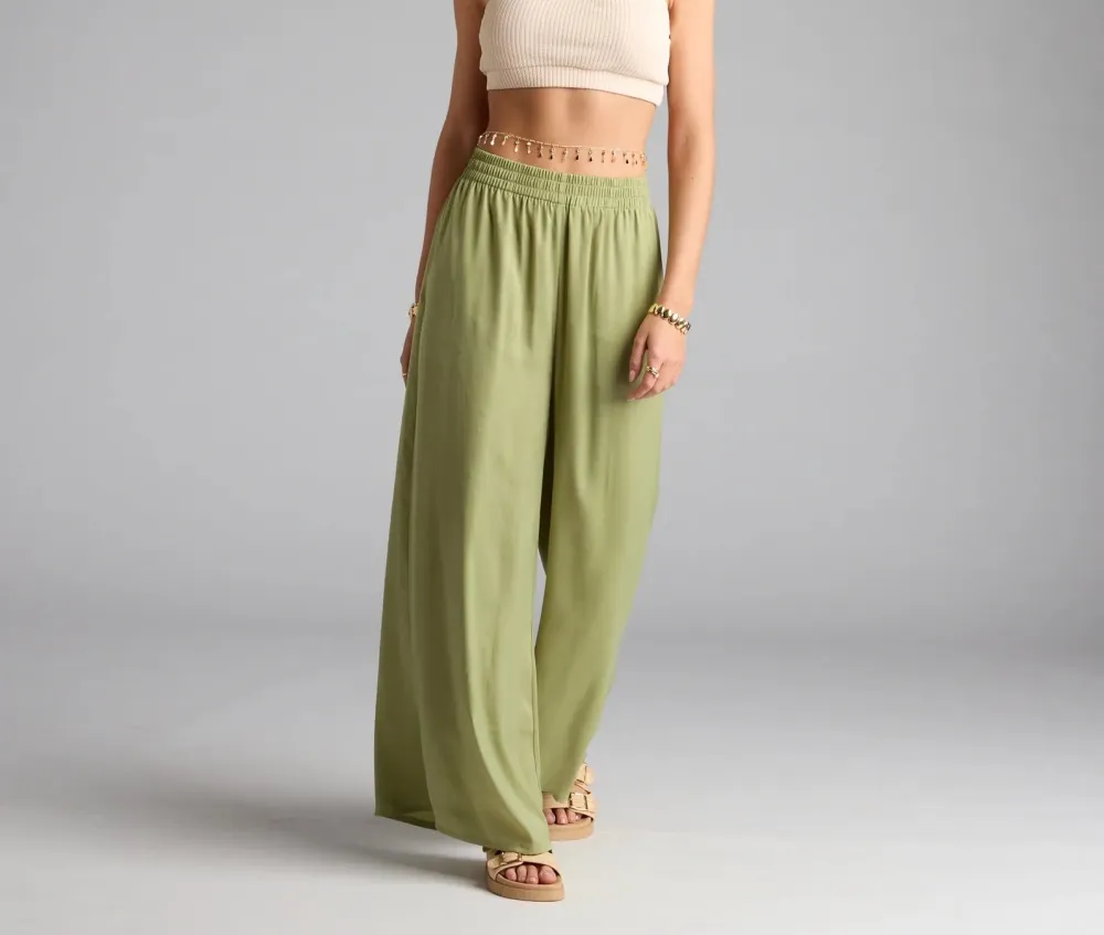 Satin Wide-Leg Pants