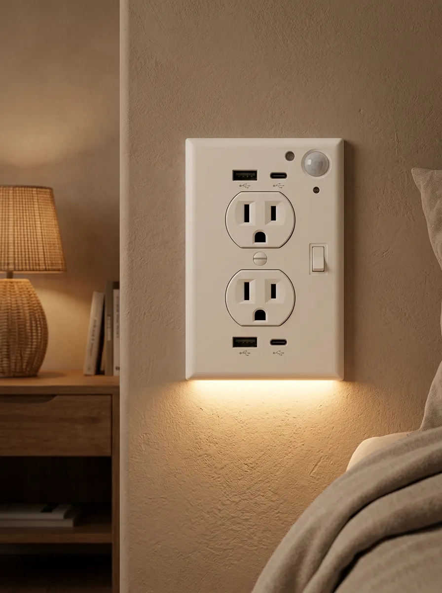 Motion Sensor USB Charging Printed LED Outlet Cover