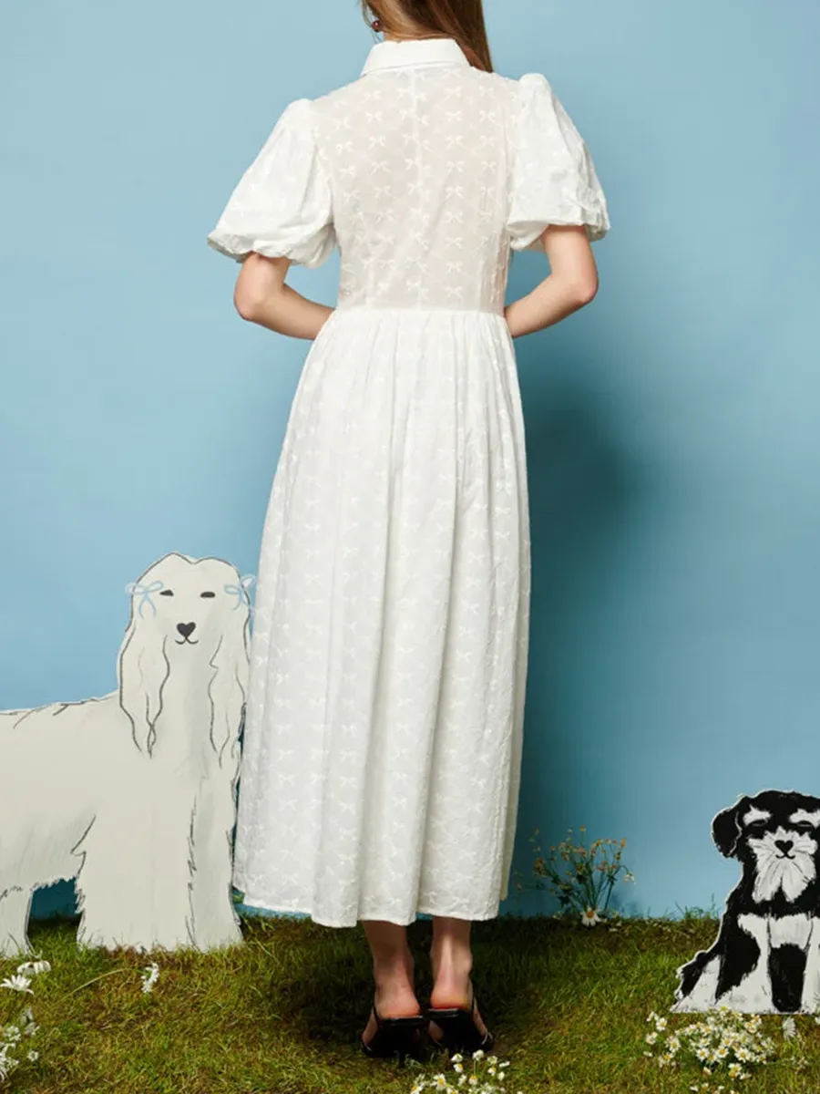 Bow Embroidered Midi Dress