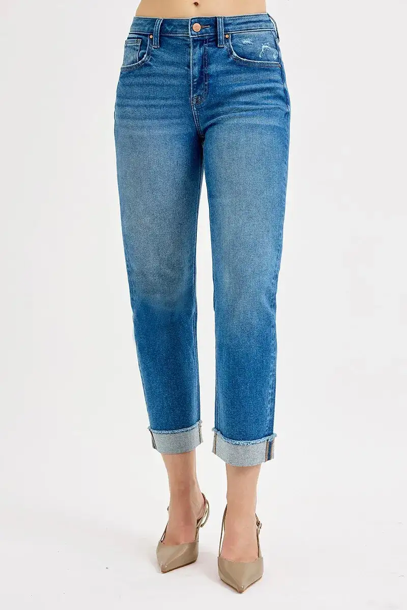 Full Size High Rise Boyfriend Fit Ankle Jeans Plus Size